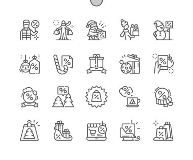 Kış satış Iyi hazırlanmış Pixel Perfect Vector İnce Çizgi Simgeler 30 2x Grid Web Grafik ve Apps için. Basit Minimal Piktogram