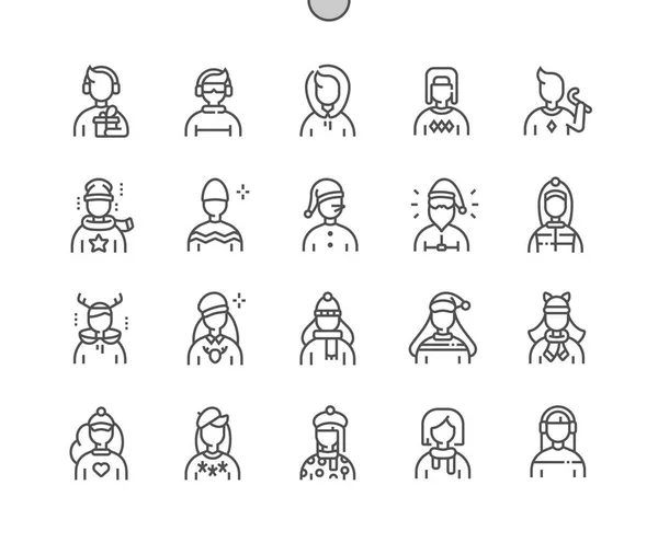 Winter avatar Well-crafted Pixel Perfect Vector Thin Line Icons 30 2x Grid for Web Graphics and Apps. Simple Minimal Pictogram — Stock Vector