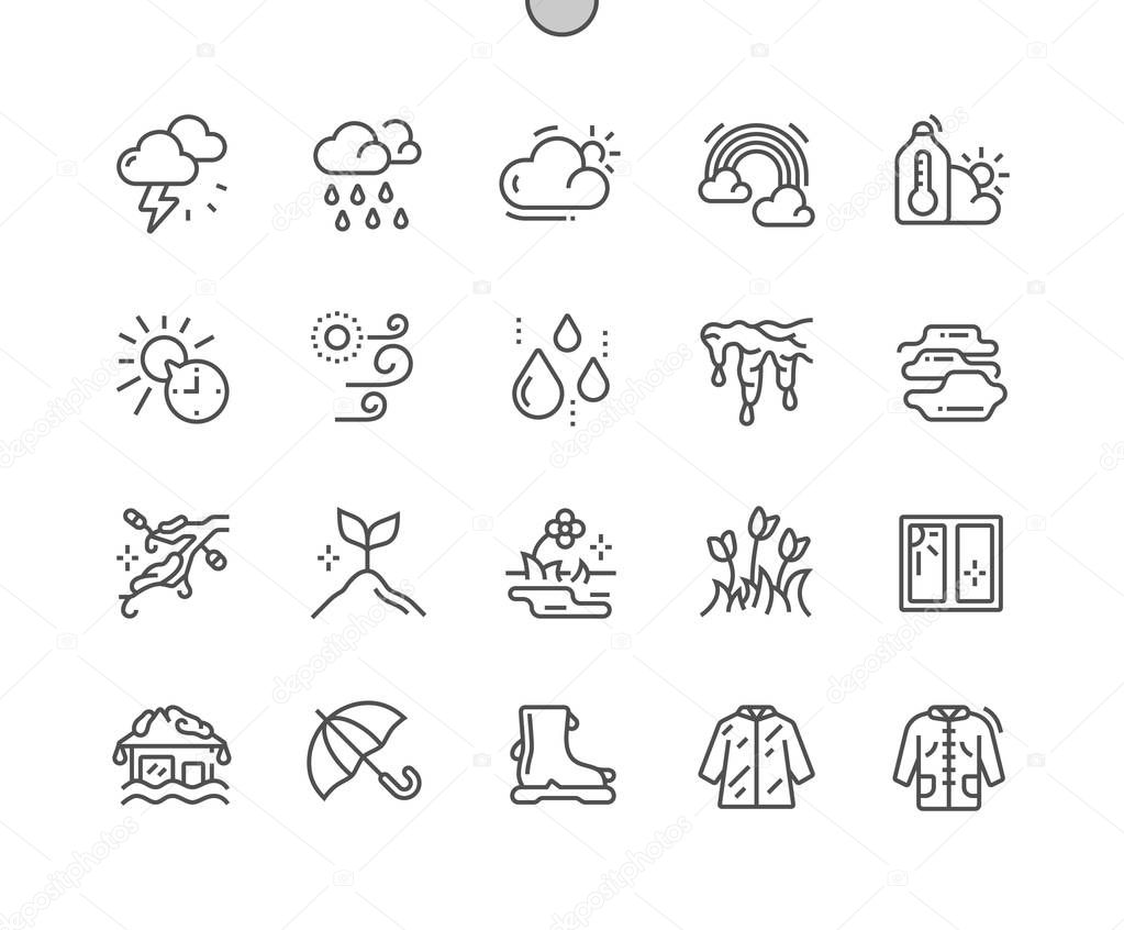 Spring weather Well-crafted Pixel Perfect Vector Thin Line Icons 30 2x Grid for Web Graphics and Apps. Simple Minimal Pictogram