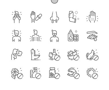 Alerji Iyi hazırlanmış Pixel Perfect Vector İnce Çizgi Simgeler 30 2x Grid Web Grafik ve Apps için. Basit Minimal Piktogram