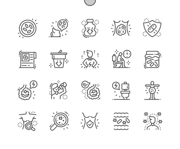 Probiotika väl utformad pixel perfekt vektor tunna linje ikoner 30 2x rutnät för webbgrafik och appar. Enkelt minimalt piktogram — Stock vektor