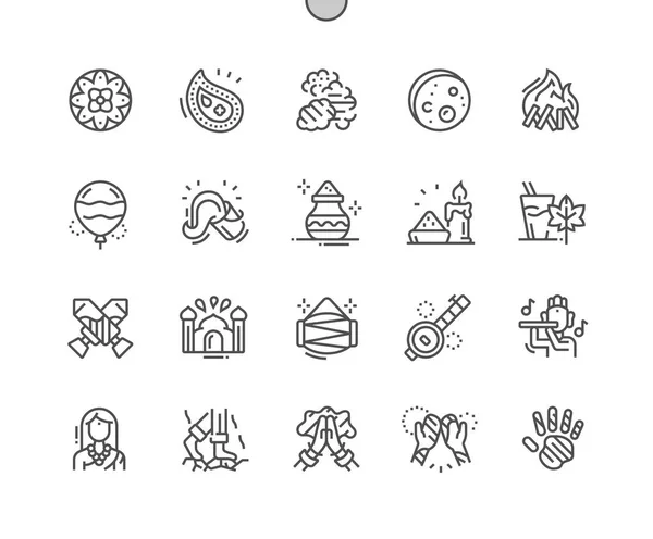 Holi Well-crafted Pixel Perfect Vector Thin Line Icons 30 2x Griglia per Web Graphics e Apps. Pittogramma minimale semplice — Vettoriale Stock