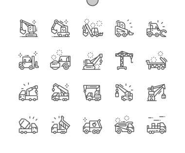 Web Grafikleri ve Uygulamaları İçin Özel Makineler Pikseli Kusursuz İnce Çizgi Simgeleri 32x Izgarası. Basit Asgari Resim Grafiği