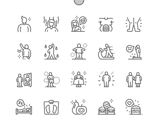 Sovrappeso Ben realizzato Pixel Perfect Vector Thin Line Icons 30 2x Griglia per Web Graphics e Apps. Pittogramma minimale semplice — Vettoriale Stock