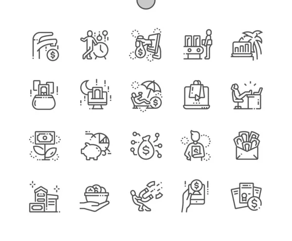 Reddito passivo Ben realizzato Pixel Perfect Vector Thin Line Icons 30 2x Griglia per Web Graphics e Apps. Pittogramma minimale semplice — Vettoriale Stock