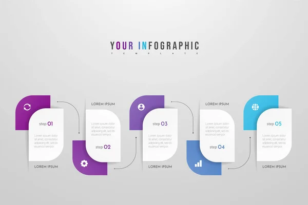 Modern vector infographic with 5 steps or processes elements. Business concept timeline — Stock Vector