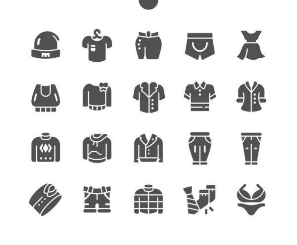 Kleidung Gut gearbeitete Pixel Perfect Vector Solid Icons 30 2x Grid für Web Graphics und Apps. Einfaches minimales Piktogramm — Stockvektor