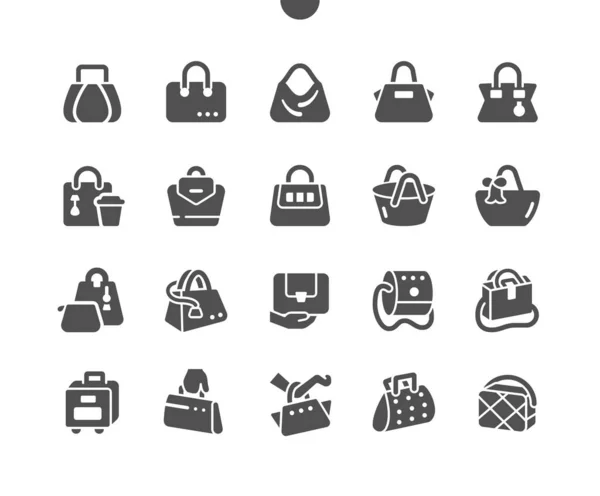 Bolsas Pixel Perfect Vector Solid Icons 30 2x Grid for Web Graphics and Apps. Pictograma mínimo simple — Archivo Imágenes Vectoriales