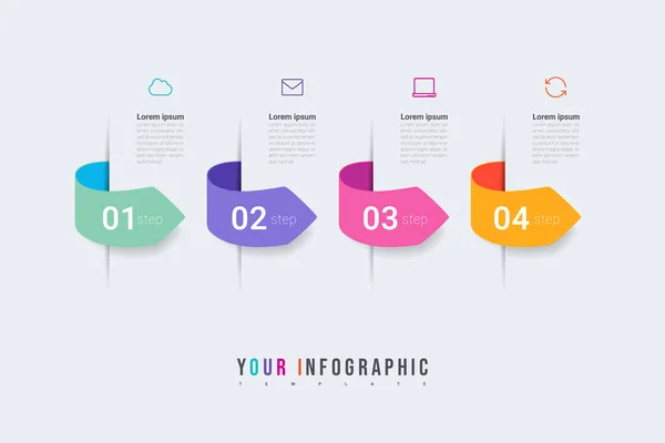 Infographics design vector and marketing icons with 4 options, steps or processes. Can be used for annual report, flow charts, diagram, presentations, web sites. Concept of business model. — Stock Vector