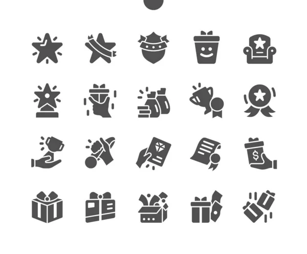 Recompensas Pixel Perfect Vector Solid Icons 30 2x Grid for Web Graphics and Apps. Pictograma mínimo simple — Vector de stock