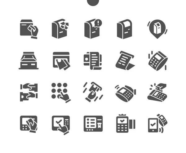 Terminal Pixel Perfect Vector Solid Icons 30 2x Grid for Web Graphics and Apps. Pictograma mínimo simple — Vector de stock