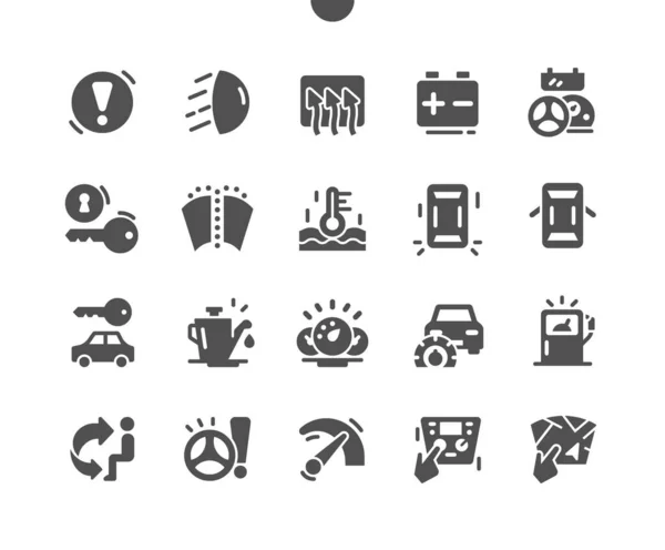 Car dashboard Goed ontworpen Pixel Perfect Vector Solid Icons 30 2x Grid voor Web Graphics en Apps. Eenvoudig minimaal Pictogram — Stockvector