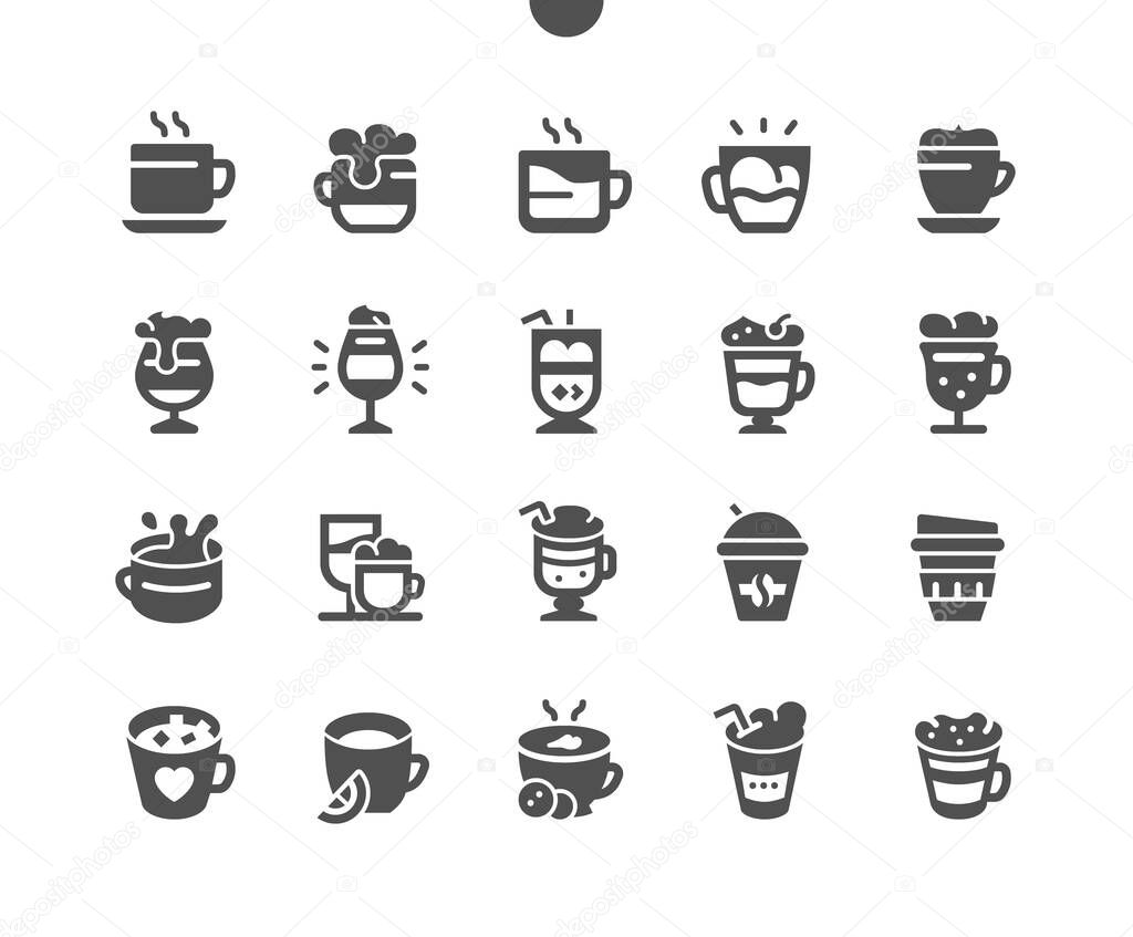Coffee types Well-crafted Pixel Perfect Vector Solid Icons 30 2x Grid for Web Graphics and Apps. Simple Minimal Pictogram