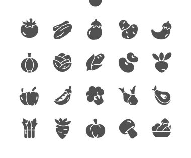 Sebzeler iyi hazırlanmış Pikseller Mükemmel Vektör Katı Simgeler 32x Web Grafikleri ve Uygulamaları için Izgara Basit Asgari Resim Grafiği