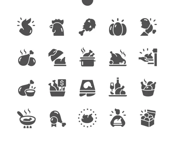 Chicken Well-crafted Pixel Perfect Vector Solid Icons 30 2x Grid for Web Graphics and Apps. 아주 적은 양의 픽토그램 — 스톡 벡터