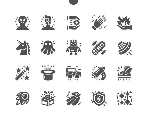 Fantasy Well-crafted Pixel Perfect Vector Solid Icons 30 2x Grid for Web Graphics and Apps. 아주 적은 양의 픽토그램 — 스톡 벡터