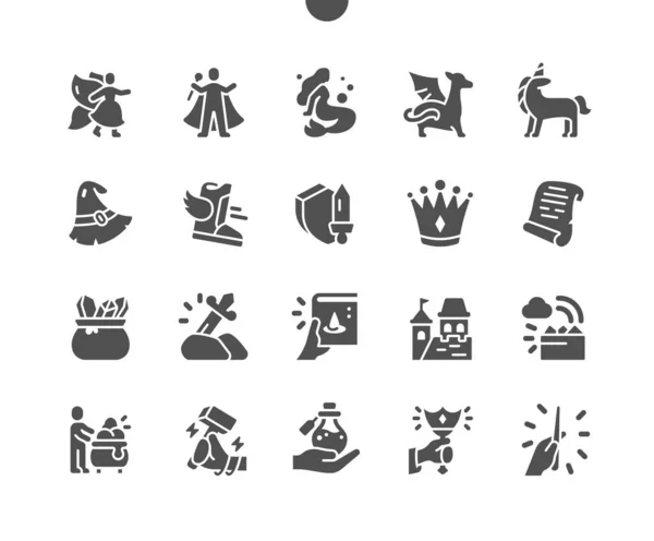 Fantasy 2 Well-crafted Pixel Perfect Vector Solid Icons 30 2x Grid for Web Graphics and Apps. 아주 적은 양의 픽토그램 — 스톡 벡터