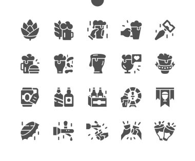 Bira iyi hazırlanmış Pikseli Mükemmel Vektör Katı Simgeler 32x Web Grafikleri ve Uygulamaları için Izgara. Basit Asgari Resim Grafiği