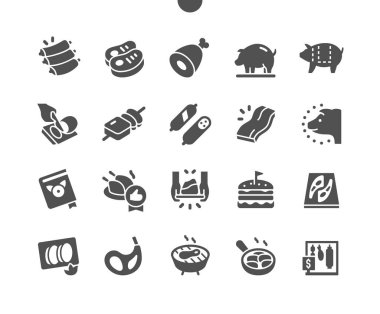 Domuz eti iyi hazırlanmış Pikseli Mükemmel Vektör Katı Simgeler 32x Web Grafikleri ve Uygulamaları için Izgara Basit Asgari Resim Grafiği