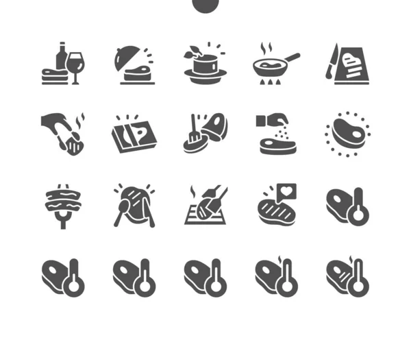 Steak well-crafted Pixel Perfect Vector Solid Icons 30 2x Grid for Web Graphics and Apps. 아주 적은 양의 픽토그램 — 스톡 벡터