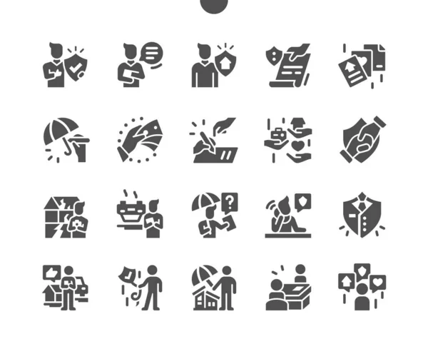 Agente de seguros Pixel Perfect Vector Solid Icons 30 2x Grid for Web Graphics and Apps. Pictograma mínimo simple — Archivo Imágenes Vectoriales