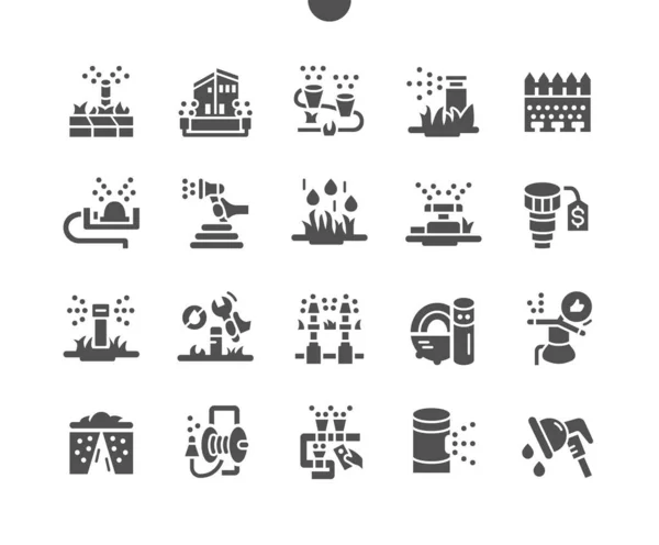 Automatické zavlažování trávníku Dobře vytvořený Pixel Perfect Vector Solid Icons 30 2x Mřížka pro webovou grafiku a aplikace. Jednoduchý minimální piktogram — Stockový vektor