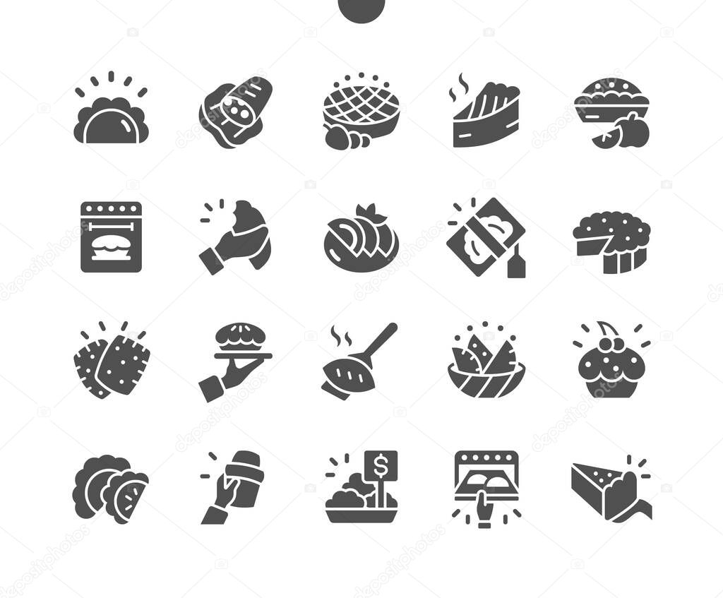 Pies and Pasties Well-crafted Pixel Perfect Vector Solid Icons 30 2x Grid for Web Graphics and Apps. Simple Minimal Pictogram