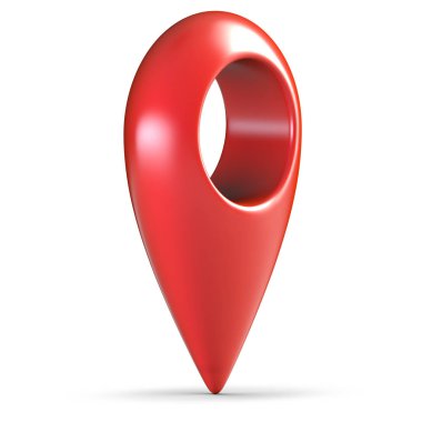 Geo PIN gölge beyaz zemin üzerine kırmızı parlak 3d harita