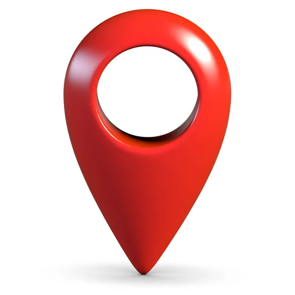 Geo PIN gölge beyaz zemin üzerine kırmızı parlak 3d harita