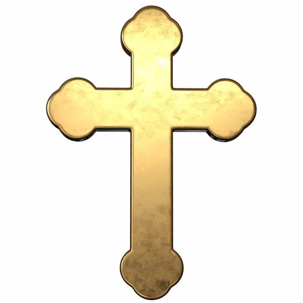 beyaz zemin üzerine altın haç 3D render