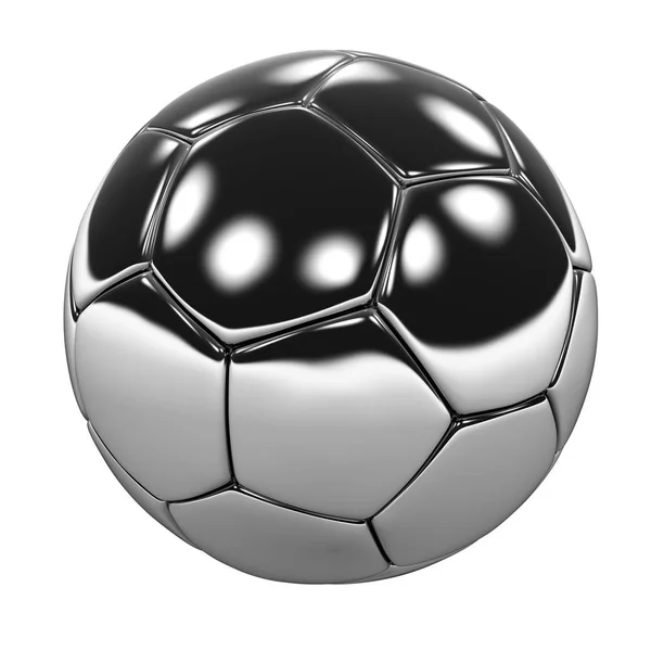 Bola de futebol cromada isolada no fundo branco — Fotografia de Stock