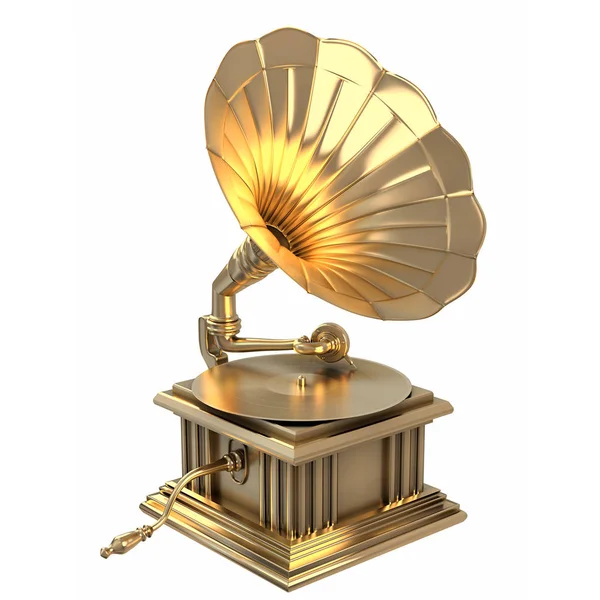 stock image 3D illustration of gold gramophone award isolated on white background