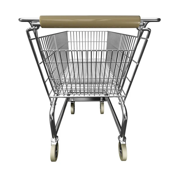 Ilustração 3D do carrinho de compras, isolado em fundo branco — Fotografia de Stock