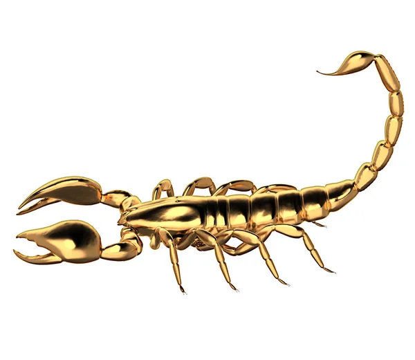 3D ilustracja złoty Skorpion na białym tle — Zdjęcie stockowe
