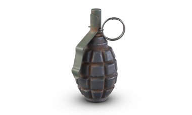 3D illustration of fragmentation grenade F1 isolated on white backfround. clipart
