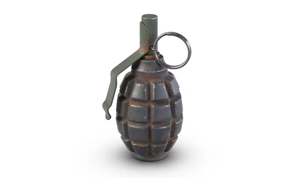 Ilustración 3D de granada de fragmentación F1 aislada sobre fondo blanco . — Foto de Stock