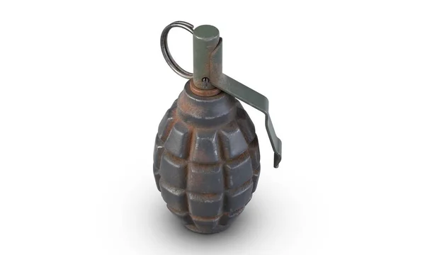 Ilustração 3D da granada de fragmentação F1 isolada no fundo branco . — Fotografia de Stock