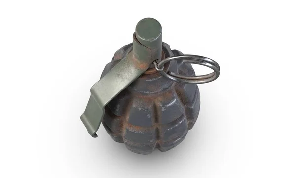3D иллюстрация фрагментарной гранаты F1, изолированной на белом фоне . — стоковое фото