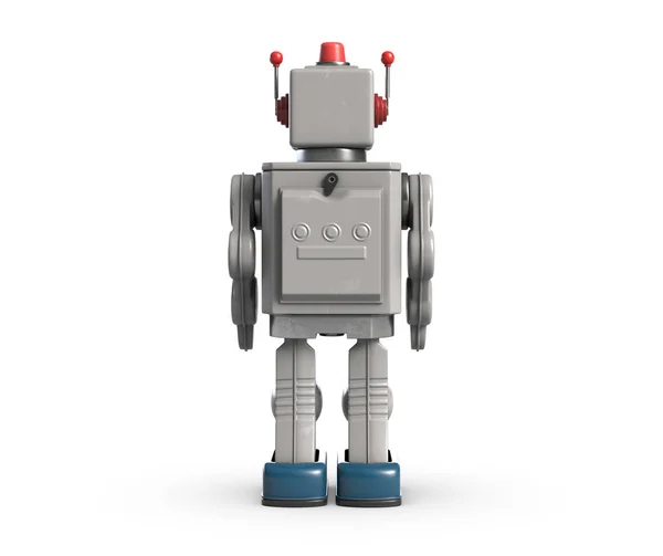 빈티지 로봇 장난감 흰색 절연의 3d 그림. — 스톡 사진