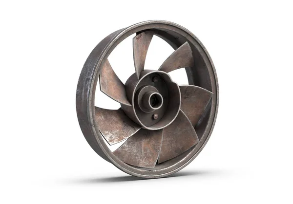 3D illustration of old rusty fan isolated on white. — Stock Photo, Image