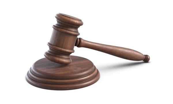 3D obrázek dřevěné kladívko soudce izolovaných na bílém pozadí — Stock fotografie