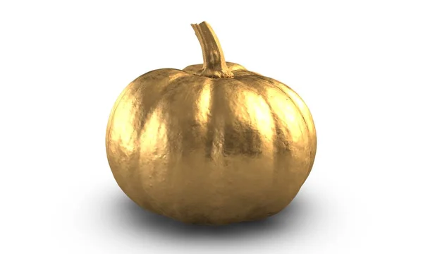 Altın beyaz arka plan üzerinde izole kabak 3D çizimi