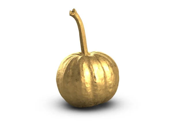3D иллюстрация золотой тыквы на белом фоне — стоковое фото