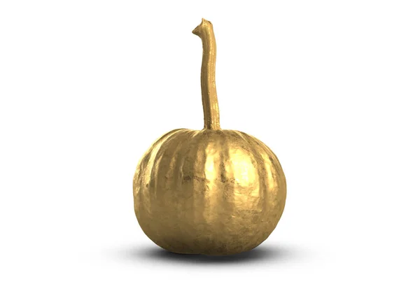 3D иллюстрация золотой тыквы на белом фоне — стоковое фото