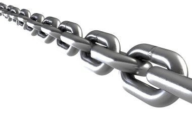 Beyaz arka plan üzerinde izole zinciri 3D çizimi