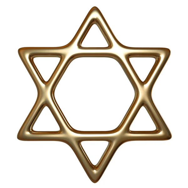 3D illustration of Gold star of David isolated on white background — Stock Photo, Image