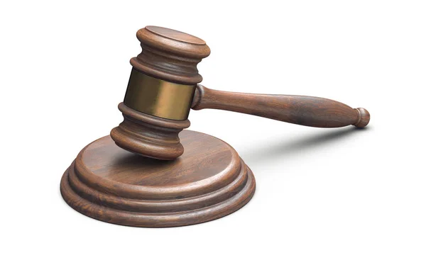 Ahşap Yargıç beyaz arka plan üzerinde izole tokmak 3D çizimi