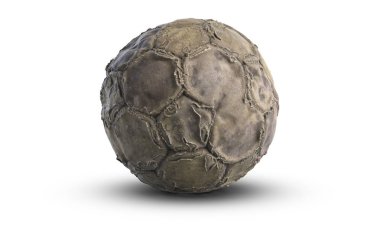 3D çizim eski futbol ya da futbol topu üzerinde beyaz izole kullanılan