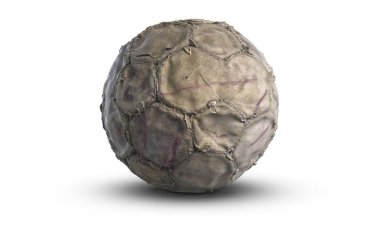 3D çizim eski futbol ya da futbol topu üzerinde beyaz izole kullanılan