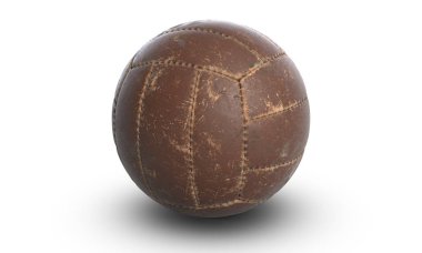 Beyaz arka plan üzerinde kahverengi deri geleneksel voleybol 3D çizimi